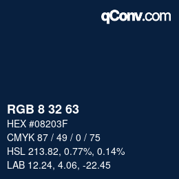 Color code: RGB 8 32 63 | qconv.com
