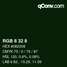 Farbcode: RGB 8 32 8 | qconv.com
