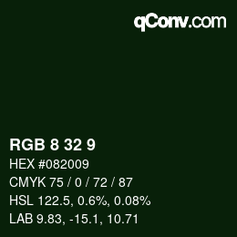 Color code: RGB 8 32 9 | qconv.com