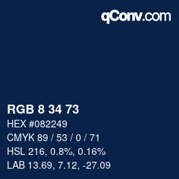 Color code: RGB 8 34 73 | qconv.com