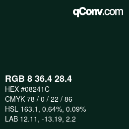 カラーコード: RGB 8 36.4 28.4 | qconv.com