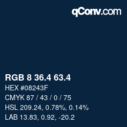 カラーコード: RGB 8 36.4 63.4 | qconv.com