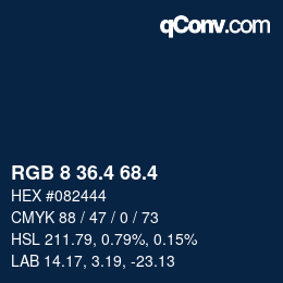 カラーコード: RGB 8 36.4 68.4 | qconv.com