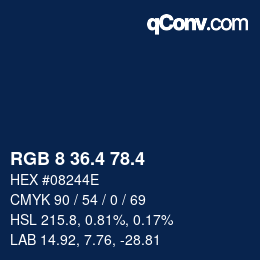 カラーコード: RGB 8 36.4 78.4 | qconv.com