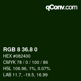 カラーコード: RGB 8 36.8 0 | qconv.com