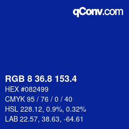 カラーコード: RGB 8 36.8 153.4 | qconv.com
