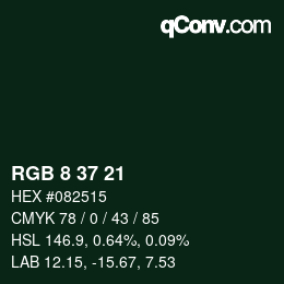 カラーコード: RGB 8 37 21 | qconv.com