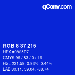 カラーコード: RGB 8 37 215 | qconv.com