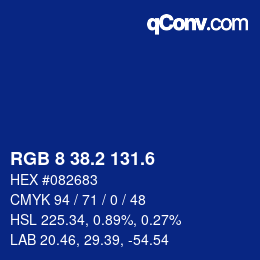 カラーコード: RGB 8 38.2 131.6 | qconv.com