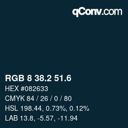 カラーコード: RGB 8 38.2 51.6 | qconv.com