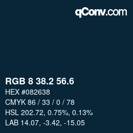カラーコード: RGB 8 38.2 56.6 | qconv.com