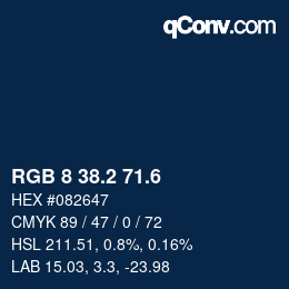 カラーコード: RGB 8 38.2 71.6 | qconv.com