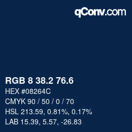 カラーコード: RGB 8 38.2 76.6 | qconv.com