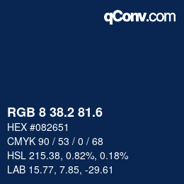 カラーコード: RGB 8 38.2 81.6 | qconv.com