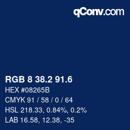 カラーコード: RGB 8 38.2 91.6 | qconv.com