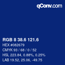 カラーコード: RGB 8 38.6 121.6 | qconv.com