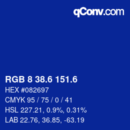 カラーコード: RGB 8 38.6 151.6 | qconv.com