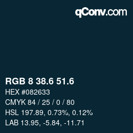 カラーコード: RGB 8 38.6 51.6 | qconv.com