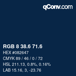 カラーコード: RGB 8 38.6 71.6 | qconv.com