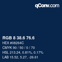 カラーコード: RGB 8 38.6 76.6 | qconv.com