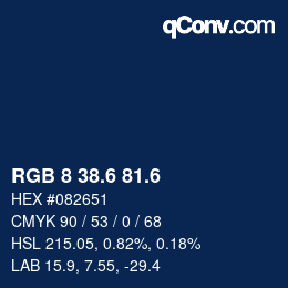 カラーコード: RGB 8 38.6 81.6 | qconv.com