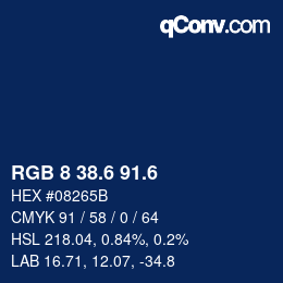 カラーコード: RGB 8 38.6 91.6 | qconv.com