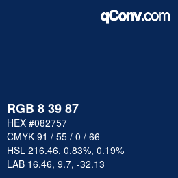 カラーコード: RGB 8 39 87 | qconv.com