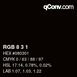 カラーコード: RGB 8 3 1 | qconv.com