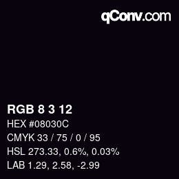 Color code: RGB 8 3 12 | qconv.com