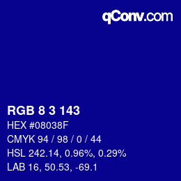 Color code: RGB 8 3 143 | qconv.com