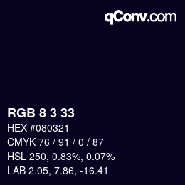 Color code: RGB 8 3 33 | qconv.com