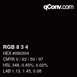 Color code: RGB 8 3 4 | qconv.com