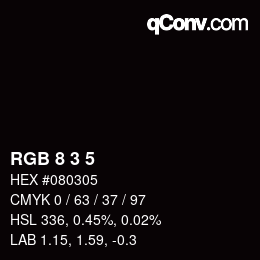 Color code: RGB 8 3 5 | qconv.com