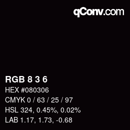 Color code: RGB 8 3 6 | qconv.com