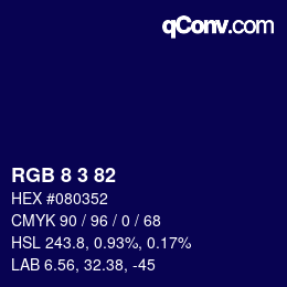 Color code: RGB 8 3 82 | qconv.com