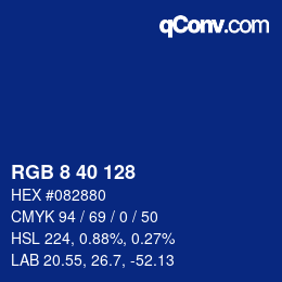 Color code: RGB 8 40 128 | qconv.com