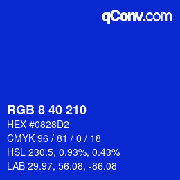 Color code: RGB 8 40 210 | qconv.com