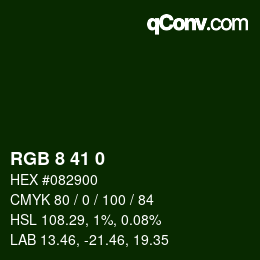 Color code: RGB 8 41 0 | qconv.com