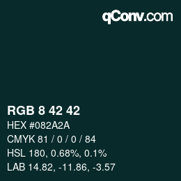カラーコード: RGB 8 42 42 | qconv.com