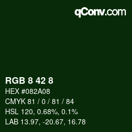 Color code: RGB 8 42 8 | qconv.com