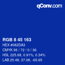 カラーコード: RGB 8 45 163 | qconv.com