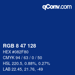 カラーコード: RGB 8 47 128 | qconv.com