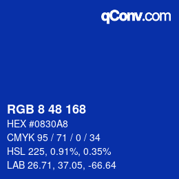 Color code: RGB 8 48 168 | qconv.com