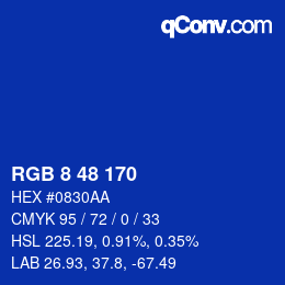Color code: RGB 8 48 170 | qconv.com