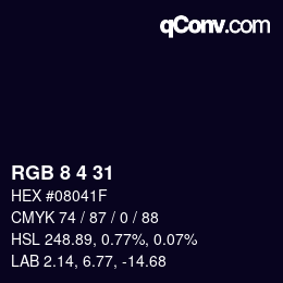 カラーコード: RGB 8 4 31 | qconv.com