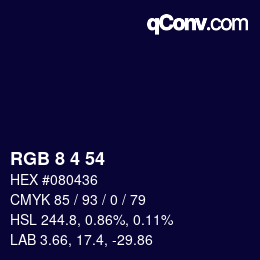 Color code: RGB 8 4 54 | qconv.com