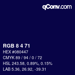 Color code: RGB 8 4 71 | qconv.com