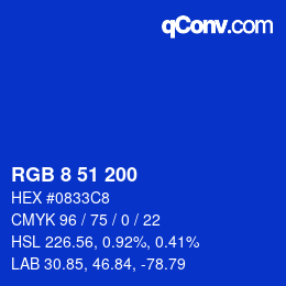 Color code: RGB 8 51 200 | qconv.com