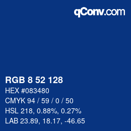 Color code: RGB 8 52 128 | qconv.com