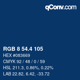 カラーコード: RGB 8 54.4 105 | qconv.com